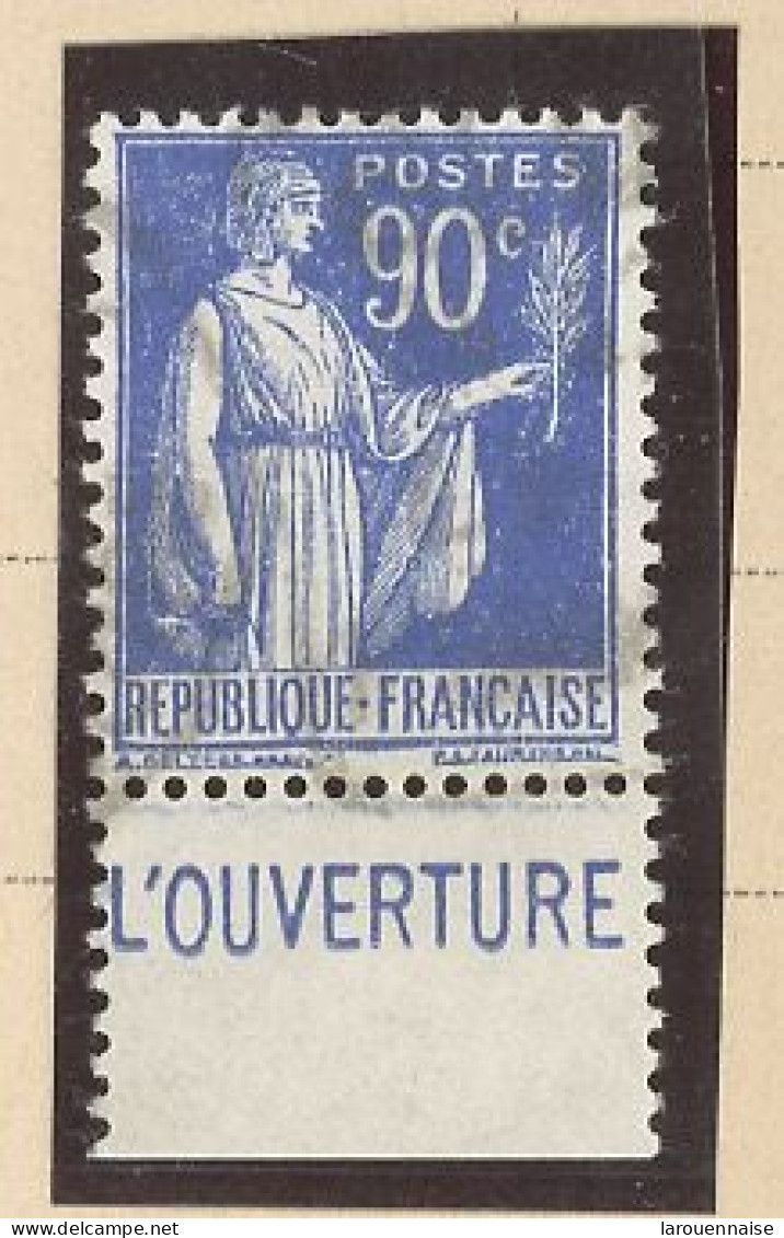 BANDE PUB -N°370 -TYPE PAIX -90 C BLEU   - Obl  PUB CCP/  L'OUVERTURE  (MAURY 251 ) - Used Stamps