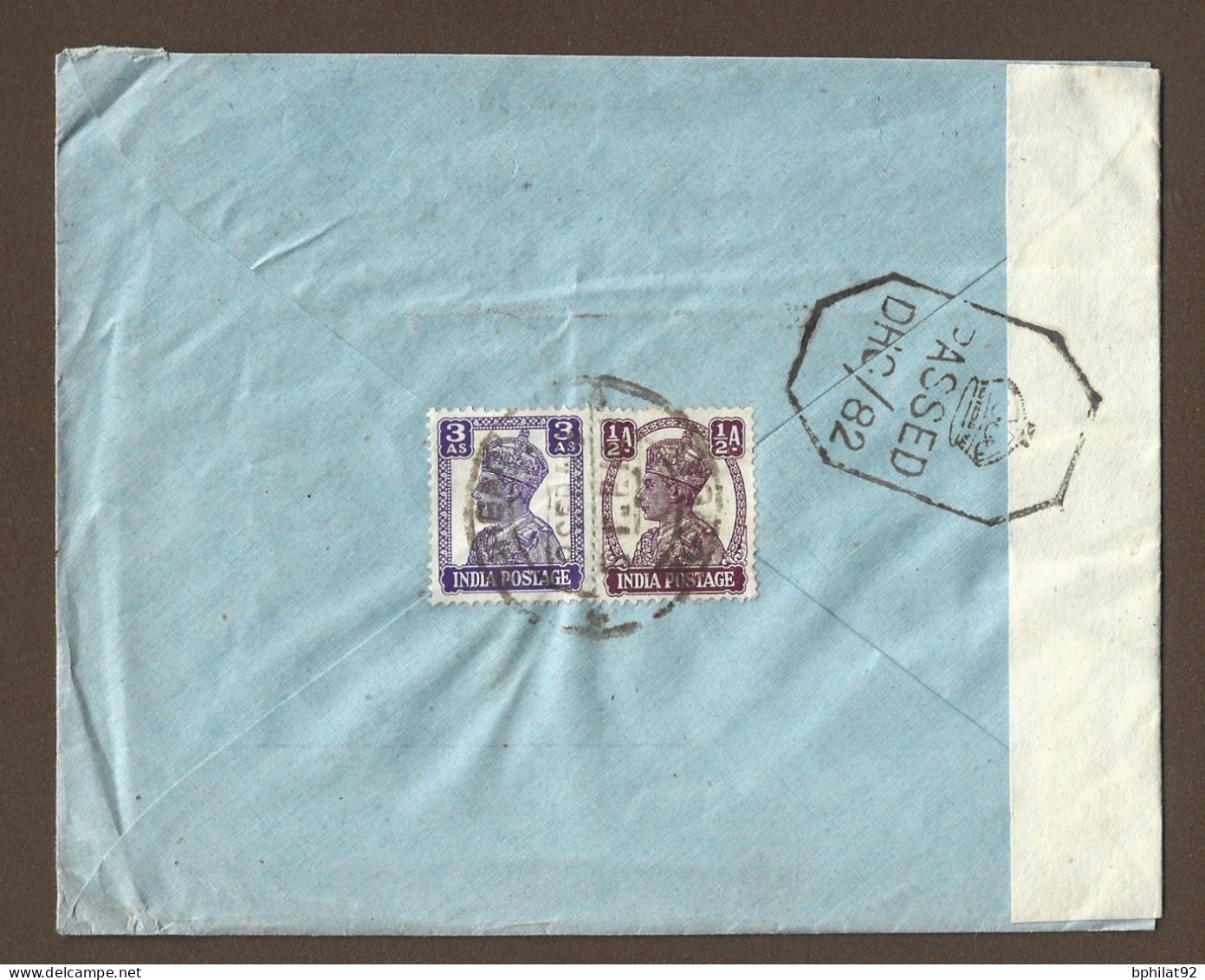 !!! INDE, LETTRE DE BOMBAY POUR PARIS, AVEC MARQUE DE CENSURE, 1939/1945 - 1936-47  George VI