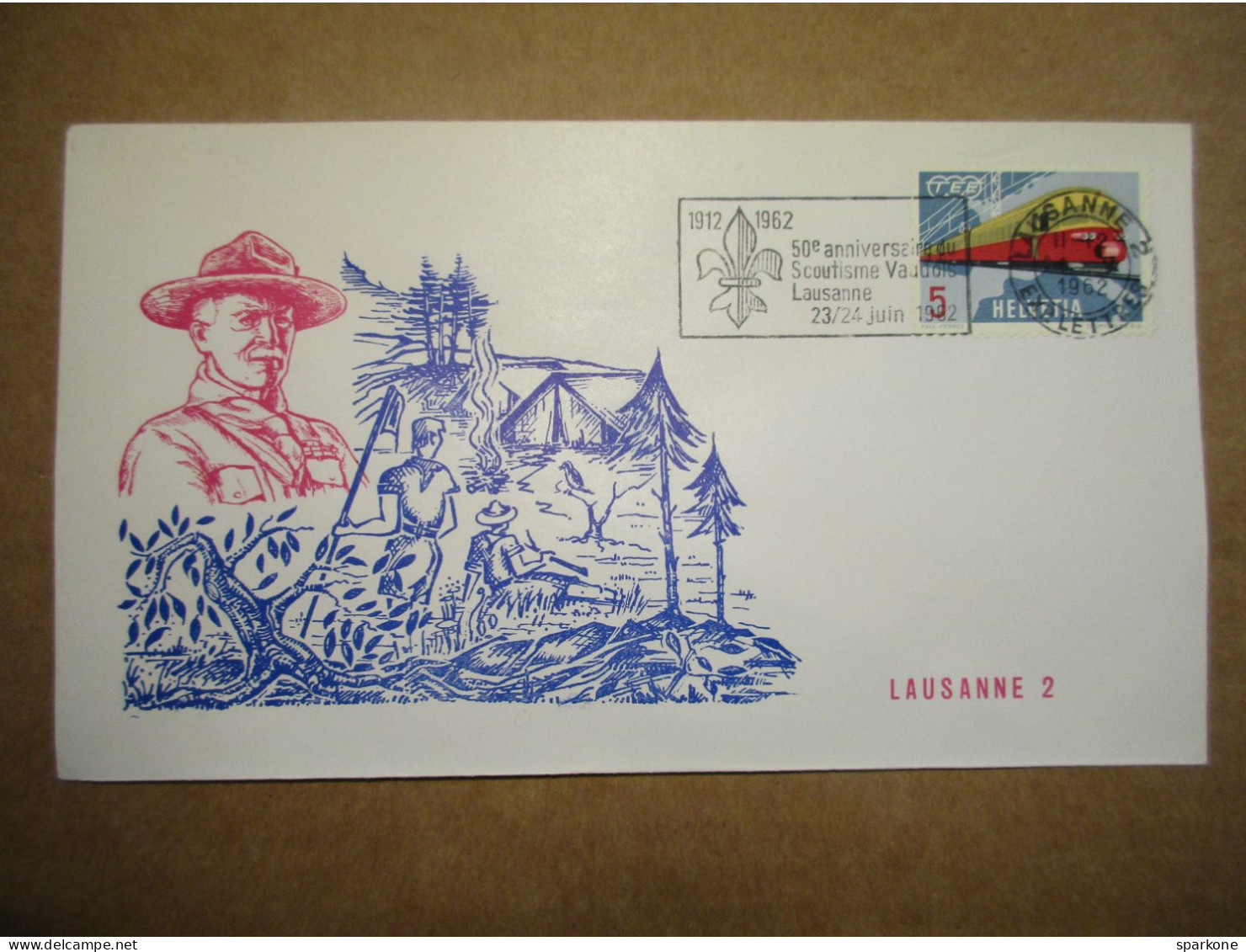 Enveloppe - 50e Anniversaire Du Scoutisme Vaudois Lausanne 23/24 Juin 1962 - Used Stamps