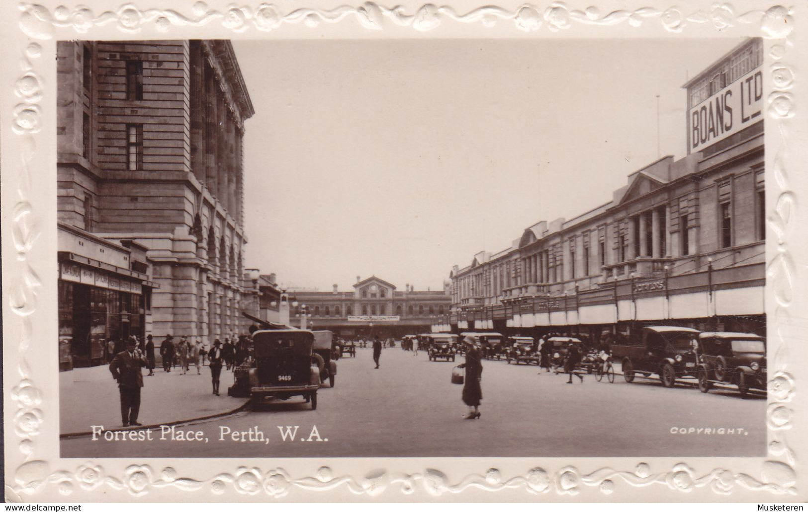 Australia PPC (Embossed, Geprägt) Forrest Place, Perth, W.A. Old Cars Alte Autos Echte Real Photo (2 Scans) - Perth