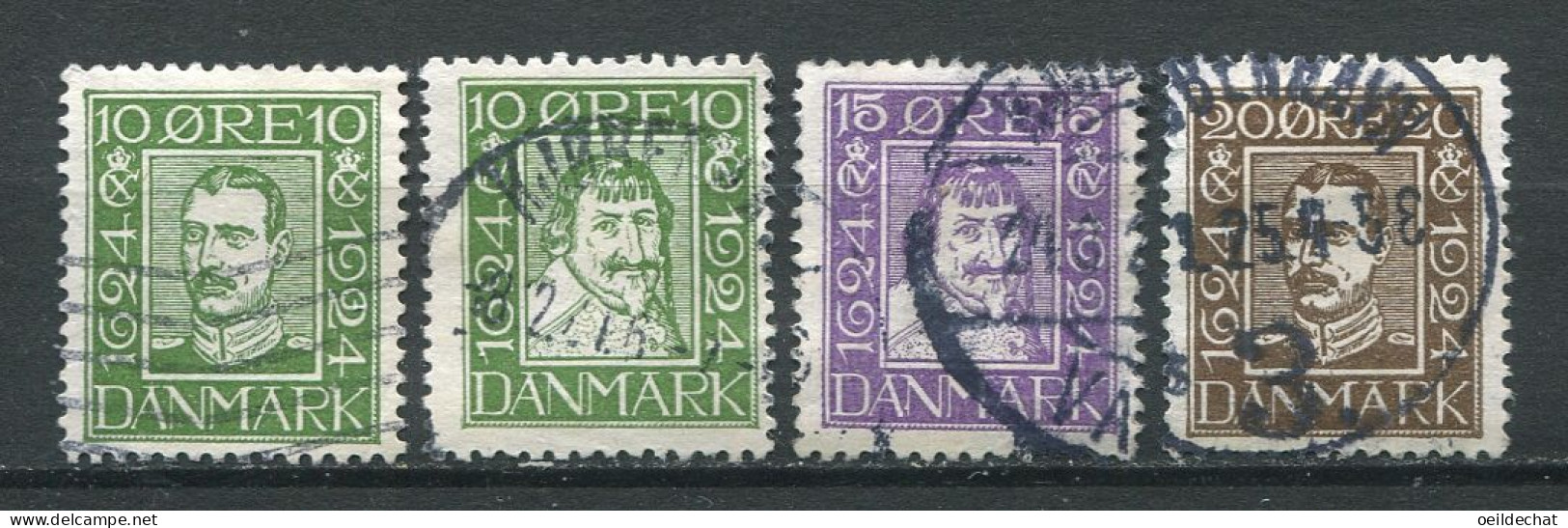 26269 Danemark  N°153,155,159,164° Tricentenaire De La Poste   1924  TB - Gebraucht