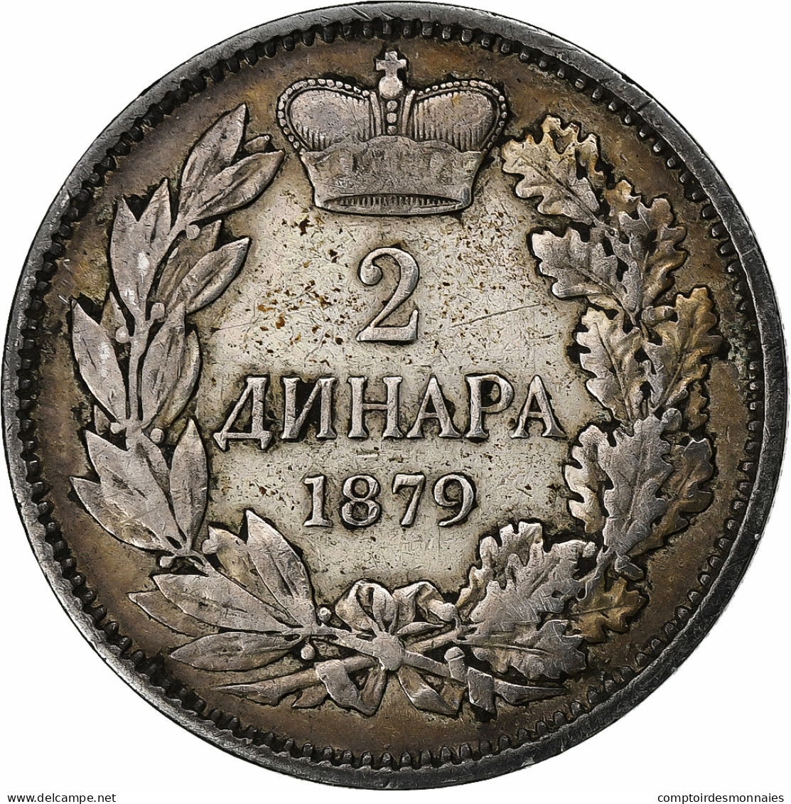 Serbie, Milan I, 2 Dinara, 1879, Argent, TB+, KM:11 - Serbia