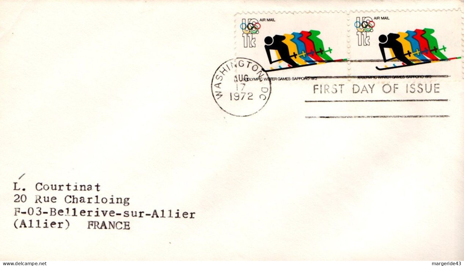 USA ETATS UNIS LETTRE FDC 1972 POUR LA FRANCE - 1971-1980