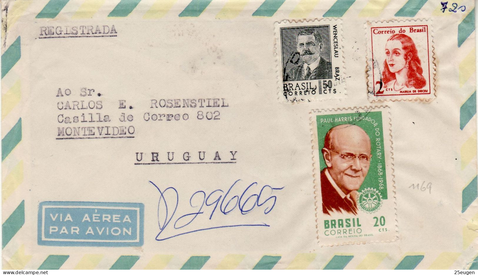BRAZIL 1968 AIRMAIL R - LETTER SENT TO MONTEVIDEO - Covers & Documents
