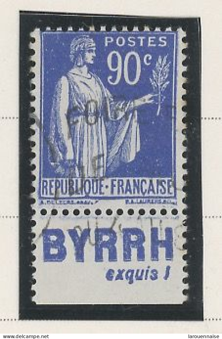 BANDE PUB -N°370 -TYPE PAIX -90 C BLEU   - Obl - PUB BYRRH / EXQUIS !-  (MAURY 250 ) - Oblitérés