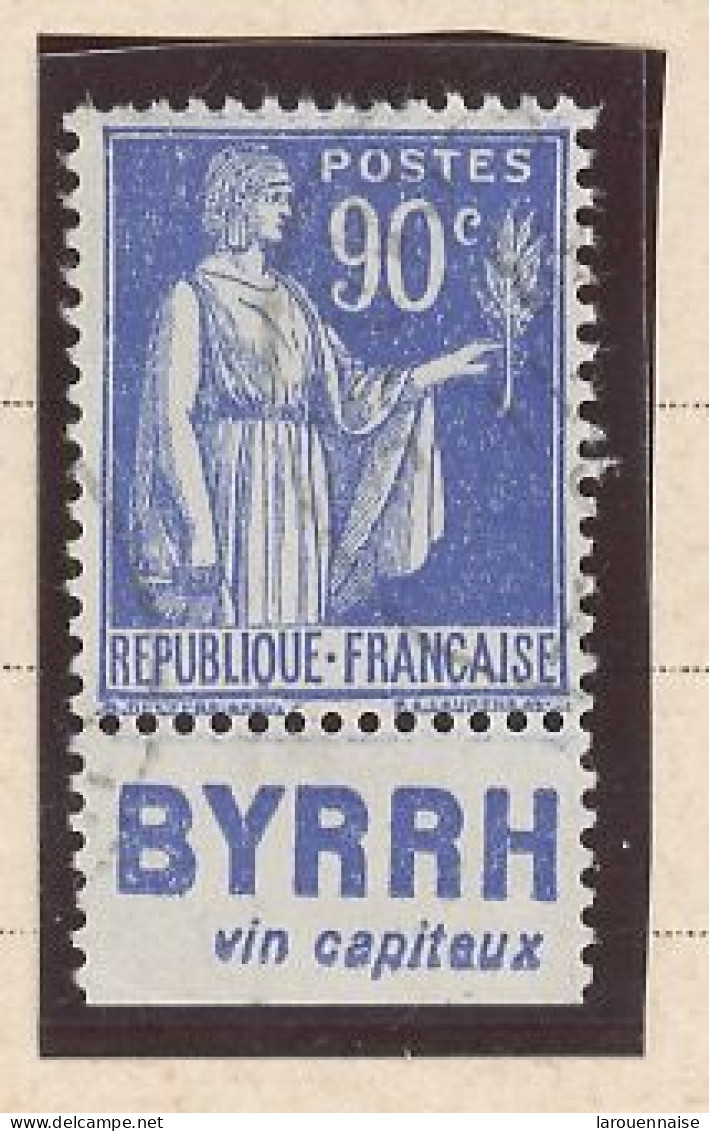 BANDE PUB -N°370 -TYPE PAIX -90 C BLEU   - Obl - PUB BYRRH / VIN CAPITEUX (MAURY 250 ) - Used Stamps