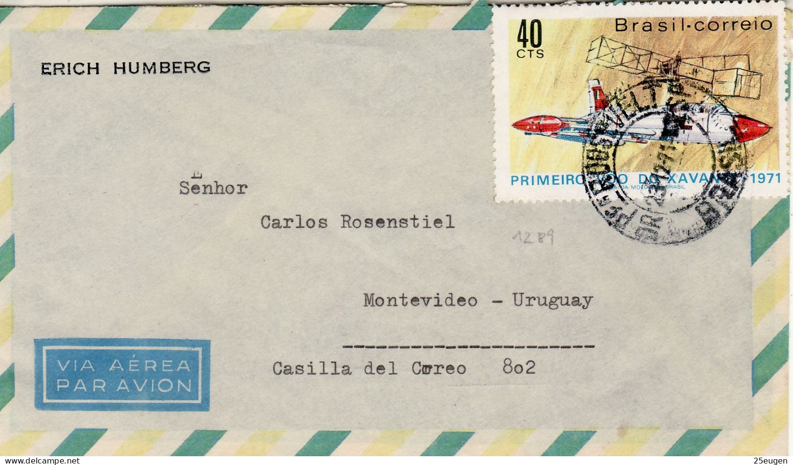 BRAZIL 1971 AIRMAIL  LETTER SENT TO MONTEVIDEO - Storia Postale