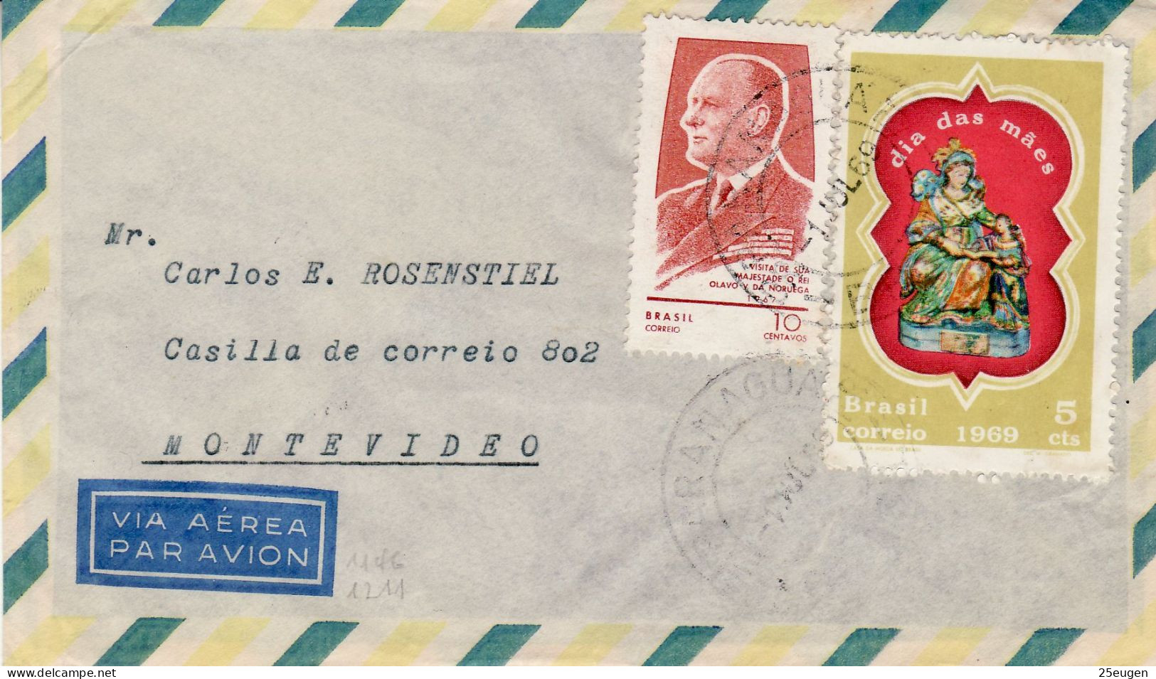 BRAZIL 1969 AIRMAIL  LETTER SENT TO MONTEVIDEO - Briefe U. Dokumente