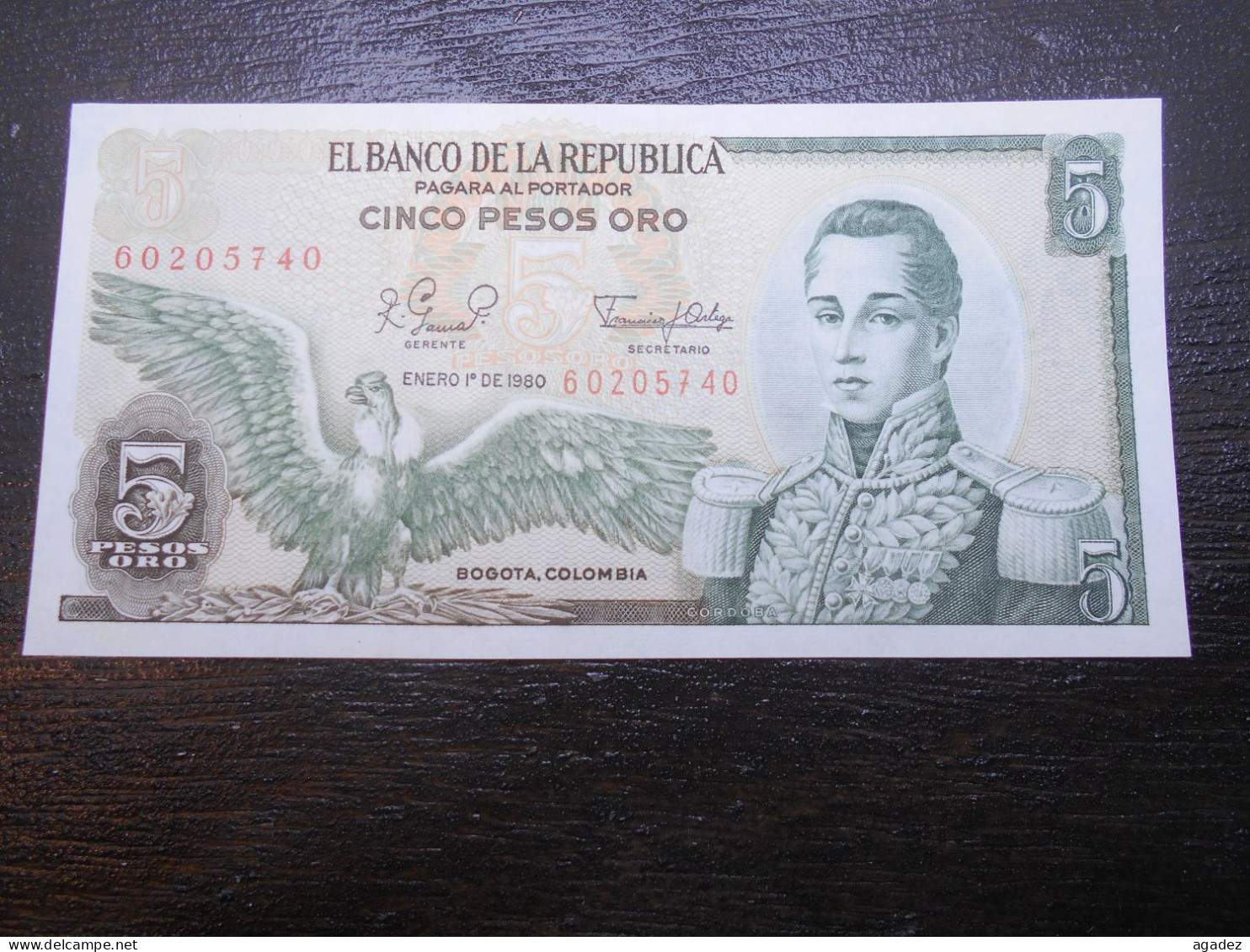 Ancien Billet De Banque 5 Pesos Colombie 1980 - Colombia