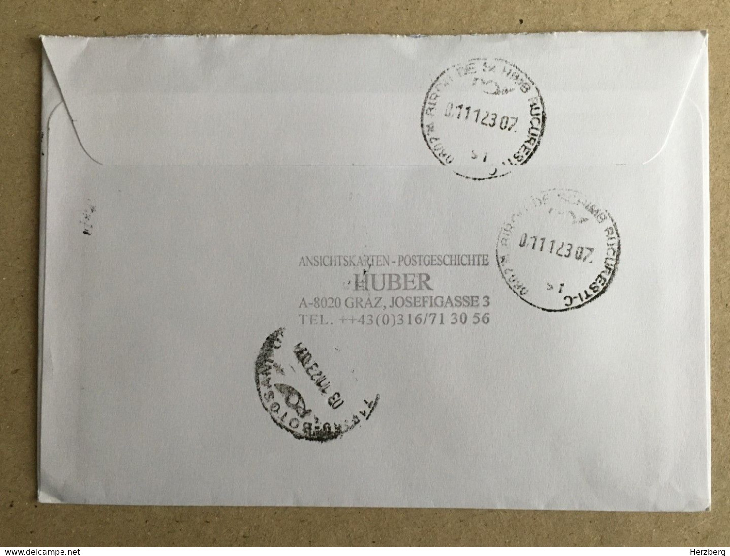 Austria Osterreich Used Stamp Registered Barcode Label Printed Sticker Stamp 2023 Speicher Kolnbrein Oldtimer Post Car - Lettres & Documents
