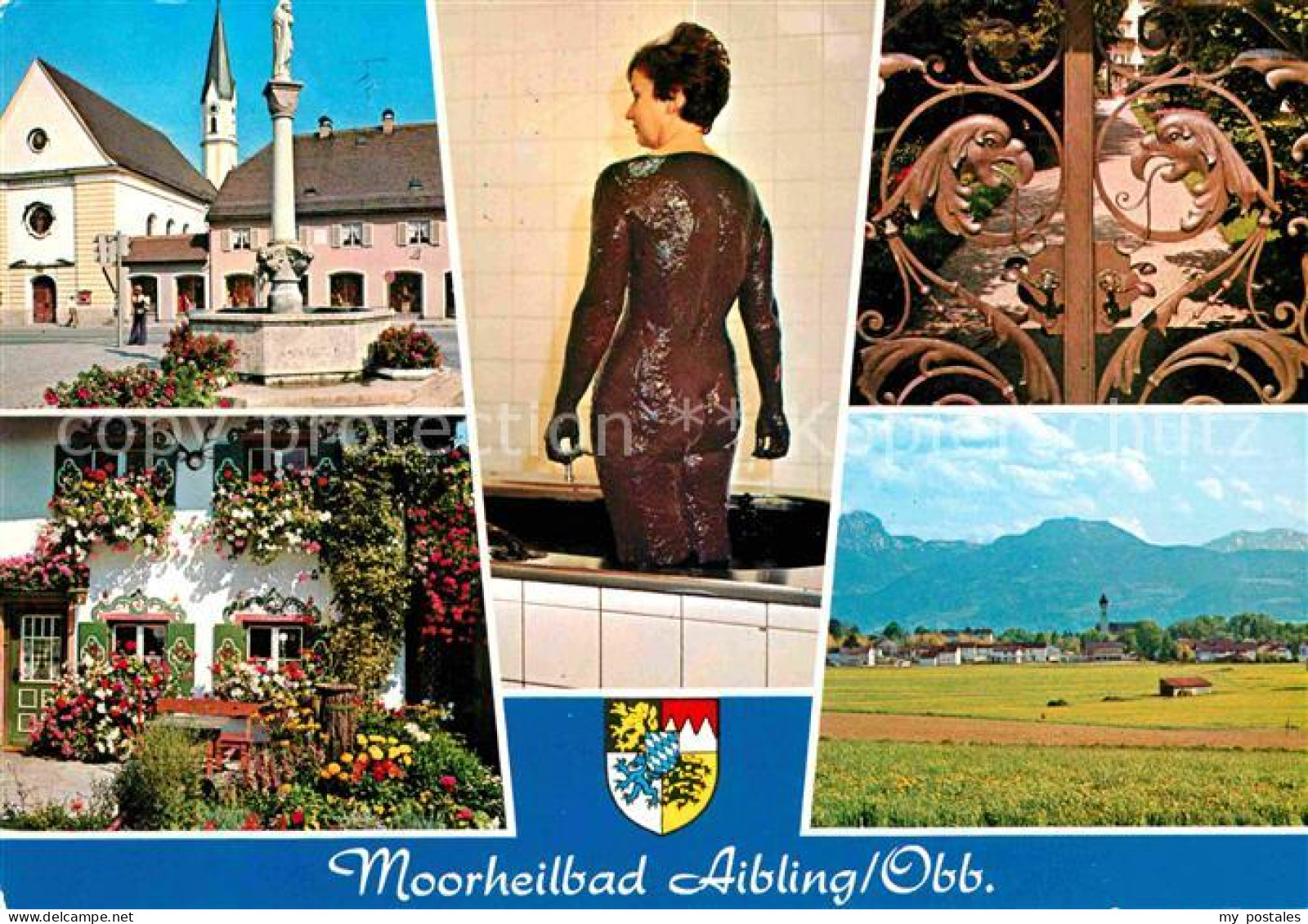 72724314 Bad Aibling Platz Brunnen Kirche Blumenschmuck Moorheilbad Kuranwendung - Bad Aibling