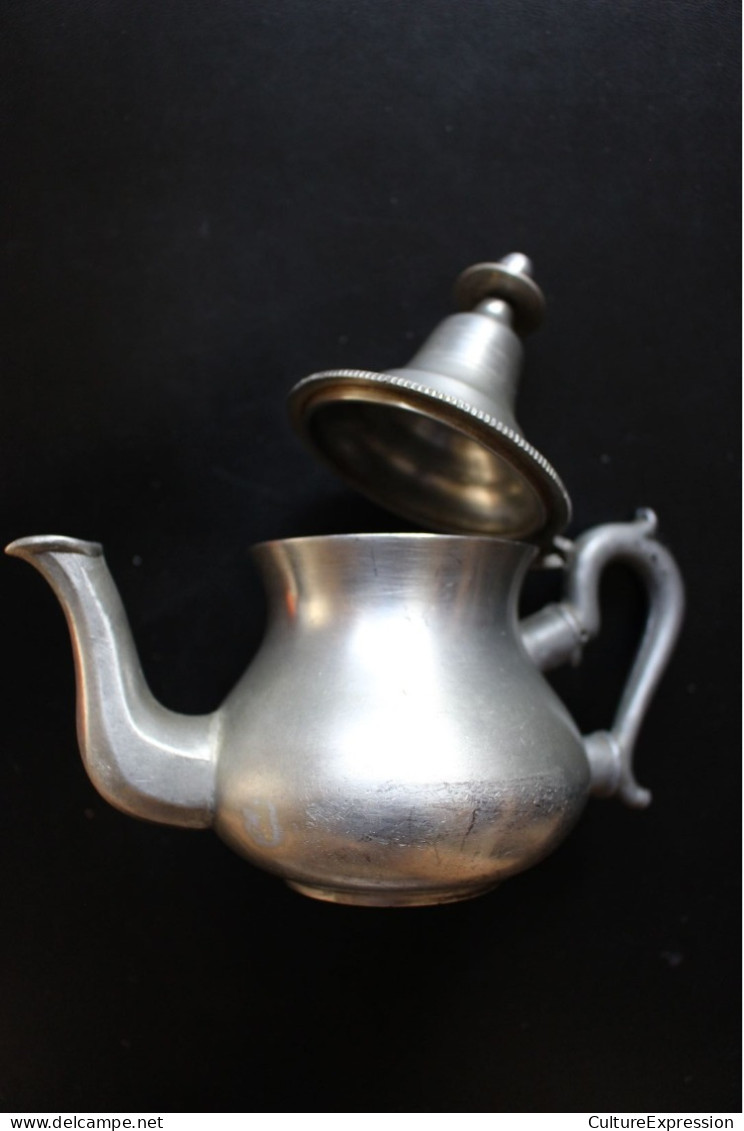 Théière Marocaine Ancienne En étain - Poinçon Abeille ("2") - Tin