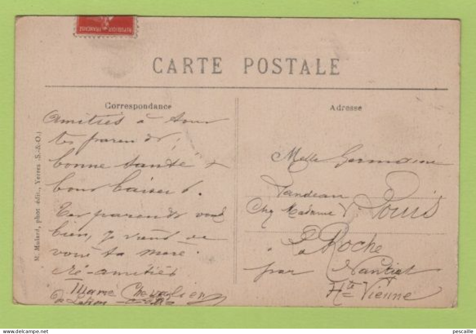 94 VAL DE MARNE - CP ANIMEE VILLECRESNES - L'ASILE SAINT PIERRE - LE PARC - EDITION DENEUVILLE N° 615 - CIRCULEE EN 1910 - Villecresnes