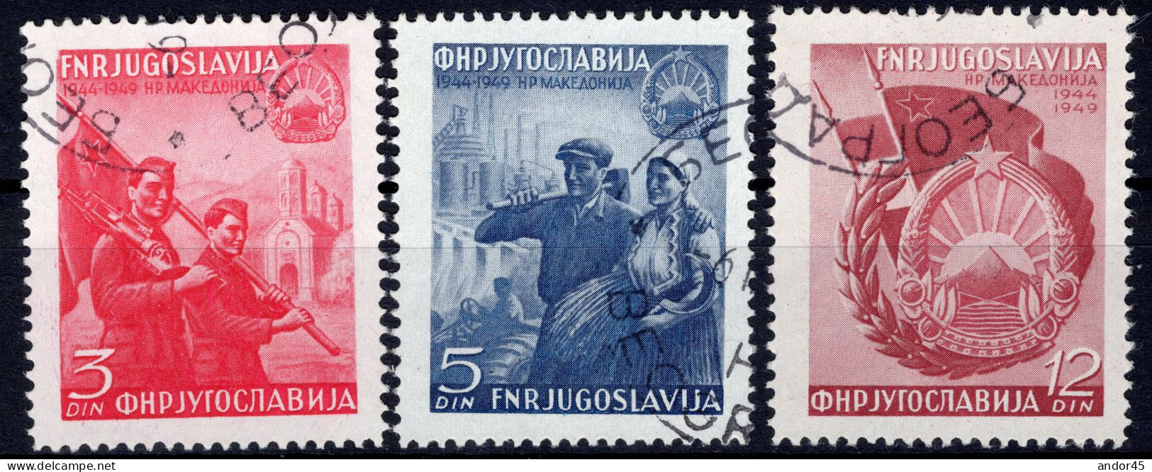 JUGOSLAVIJA 1944-1949 SERIE COMPLETA DI TRE VALORI USATI CON DIVERSI ANNULLI  CON OTTIMA CENTRATURA - Usados