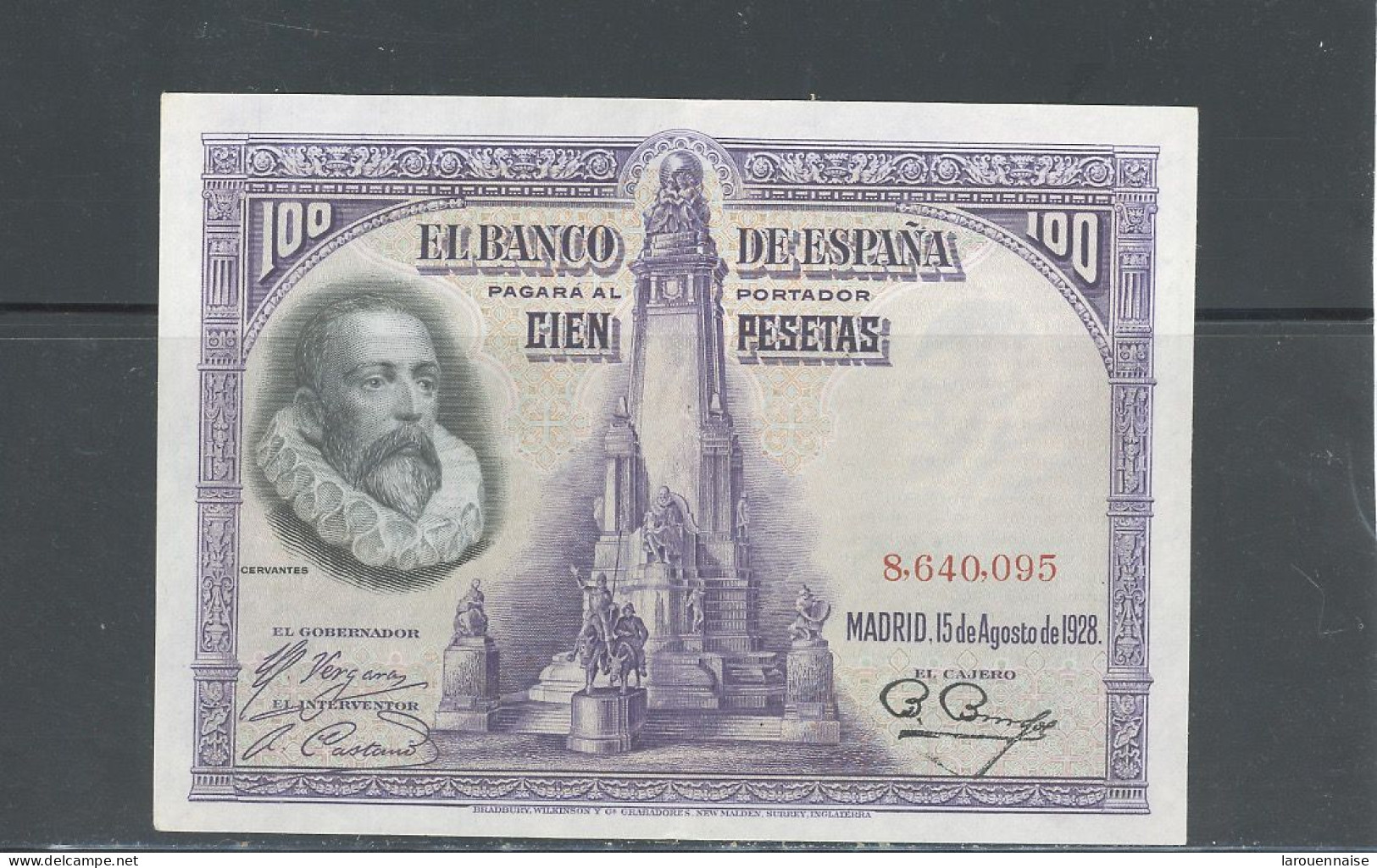 ESPAGNE -100 PESETAS -ETAT SPL-EMISSION DE 1928 - SANS N° DE SÉRIE- EDIFIL .C6 - WPM 77 - 100 Pesetas