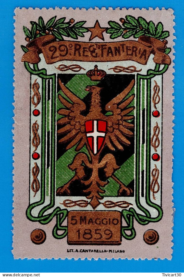 ERINNOFILI - VIGNETTE MILITARIA ITALIE- 29° REGGIMENTO FANTERIA - 5 MAGGIO 1859 - War Propaganda