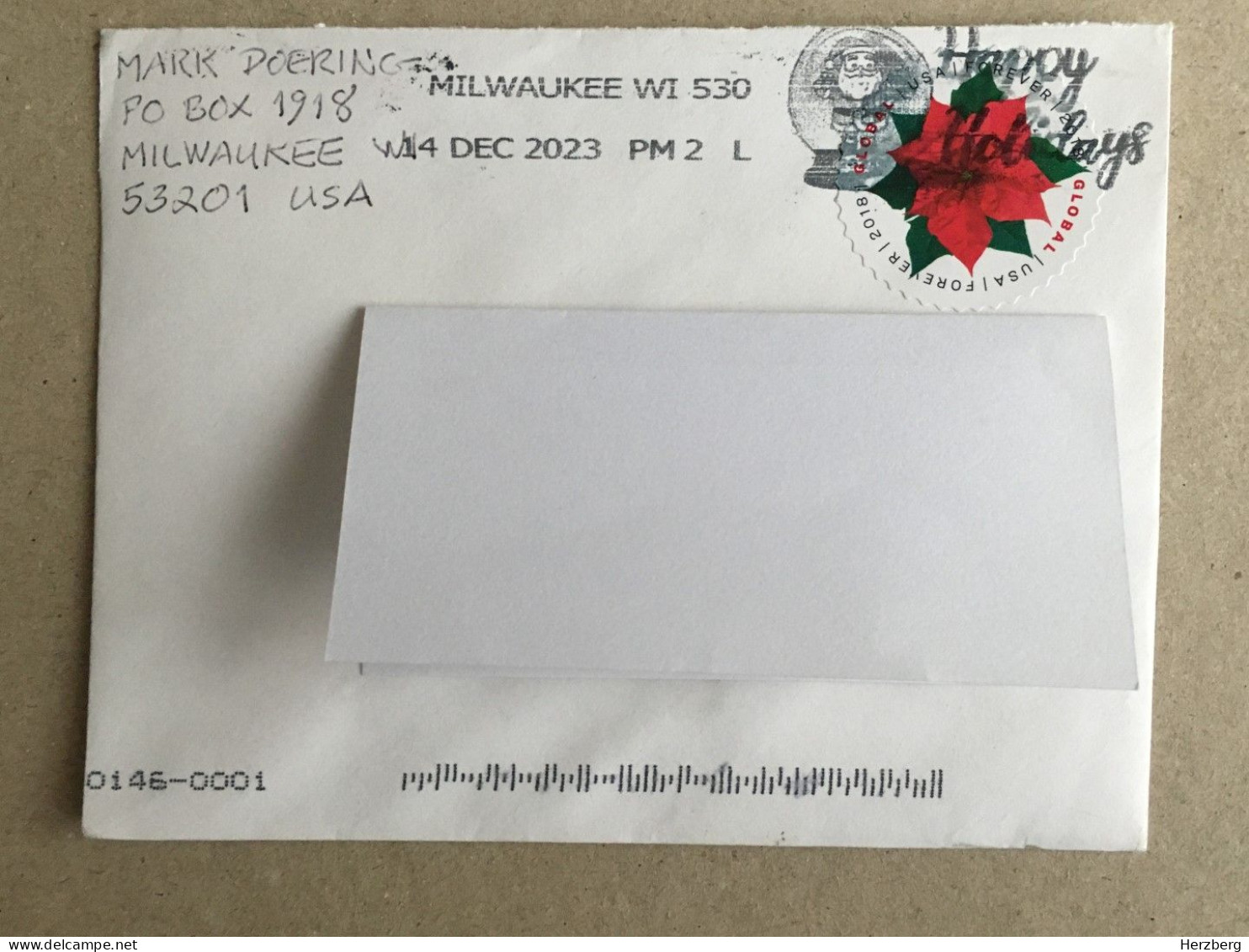 USA United States 2013 Used Letter Stamp Postal Stationery Milwaukee Wisconsin Christmas 2024 - Cartas & Documentos