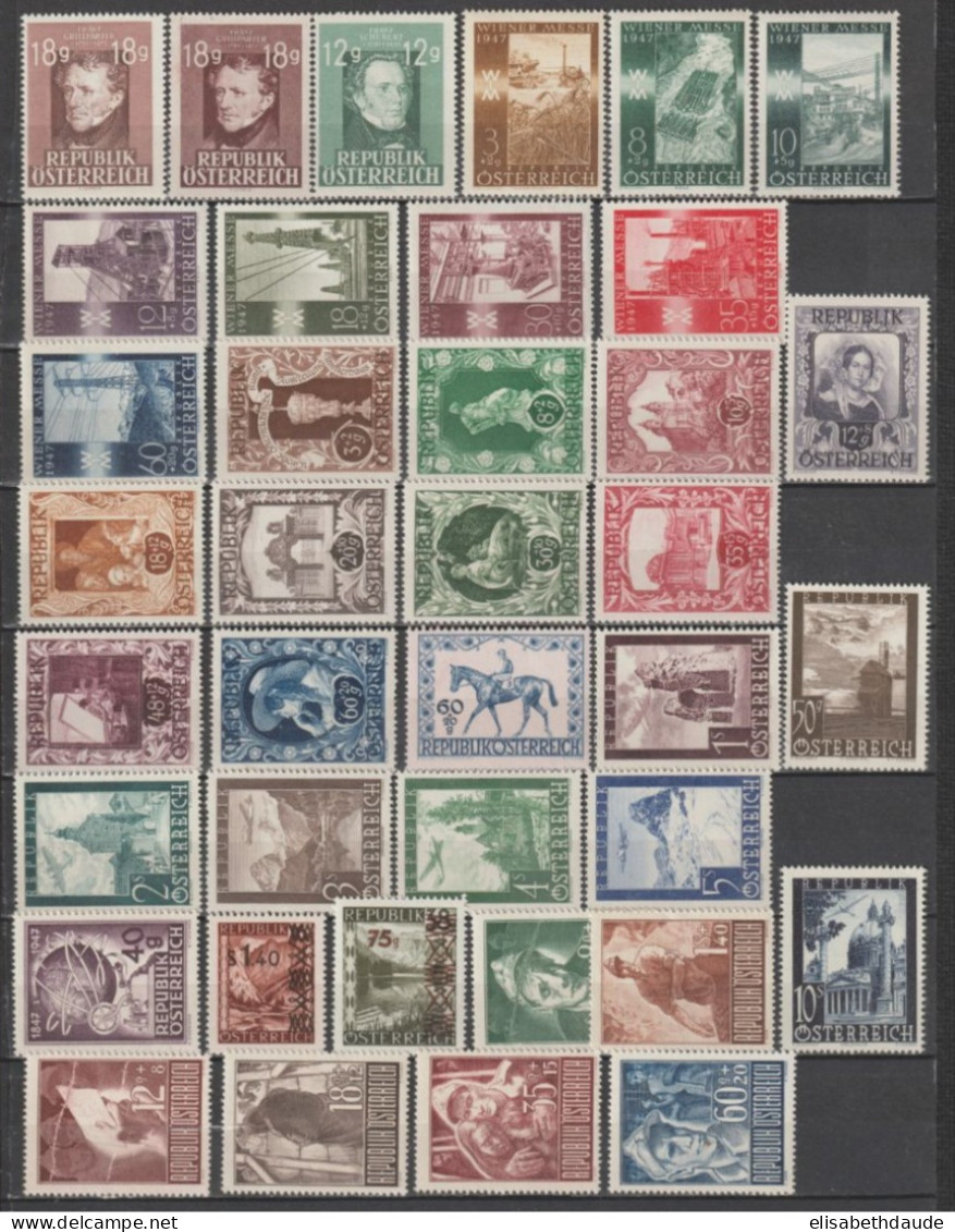 AUTRICHE - 1947 - ANNEE COMPLETE AVEC POSTE AERIENNE YVERT N°663/693+A47/53 ** MNH - COTE = 29.5 EUR. - Volledige Jaargang