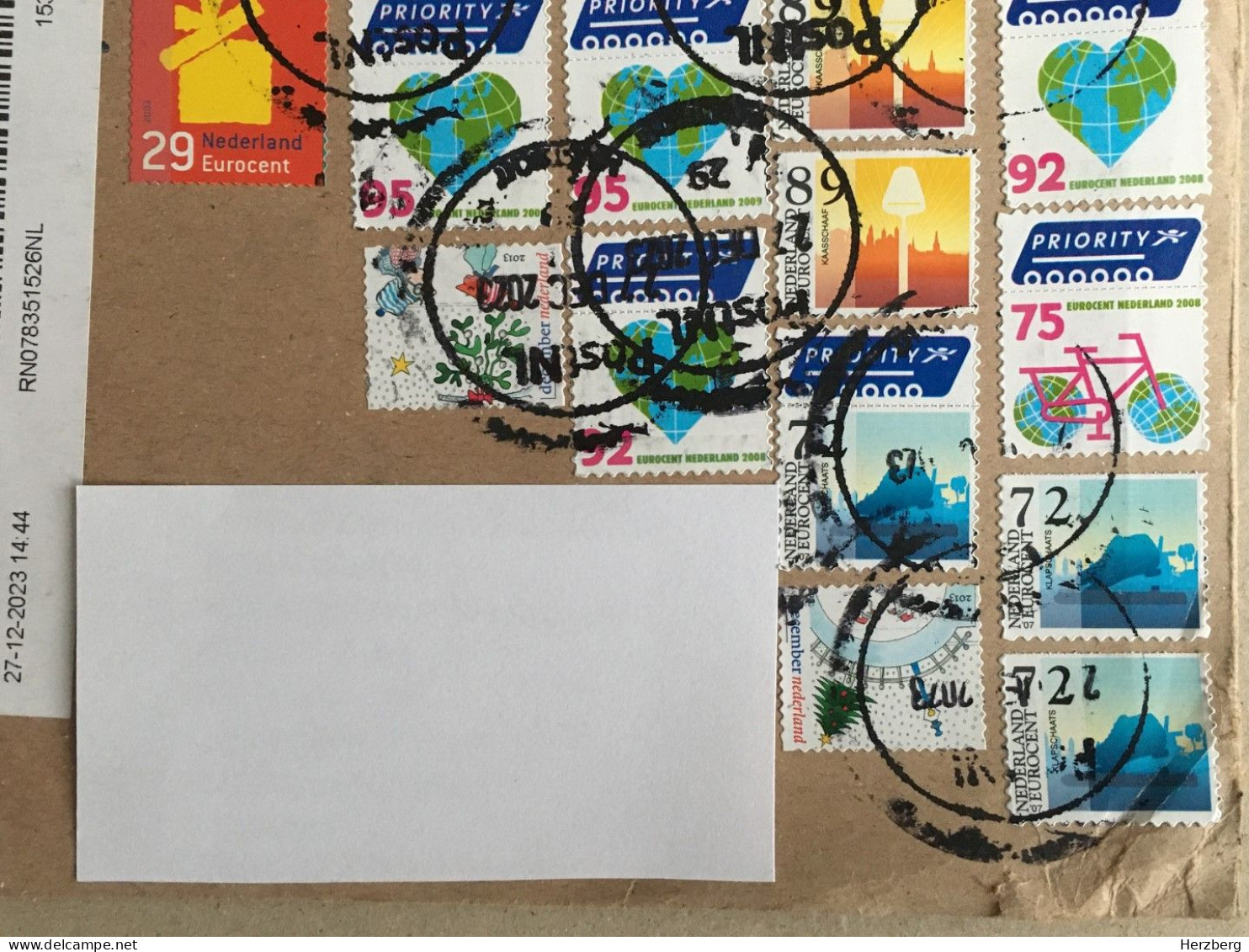 Netherlands Nederland Used Letter Stamp Cover Registered Barcode Label Printed Sticker Velo Bicycle Cycling 2023 - Lettres & Documents