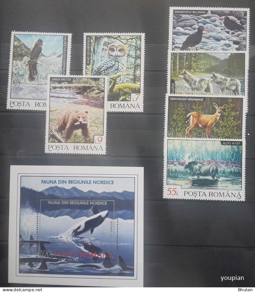 Romania 1992, Fauna - Endemic Animals, MNH S/S And Stamps Set - Nuevos