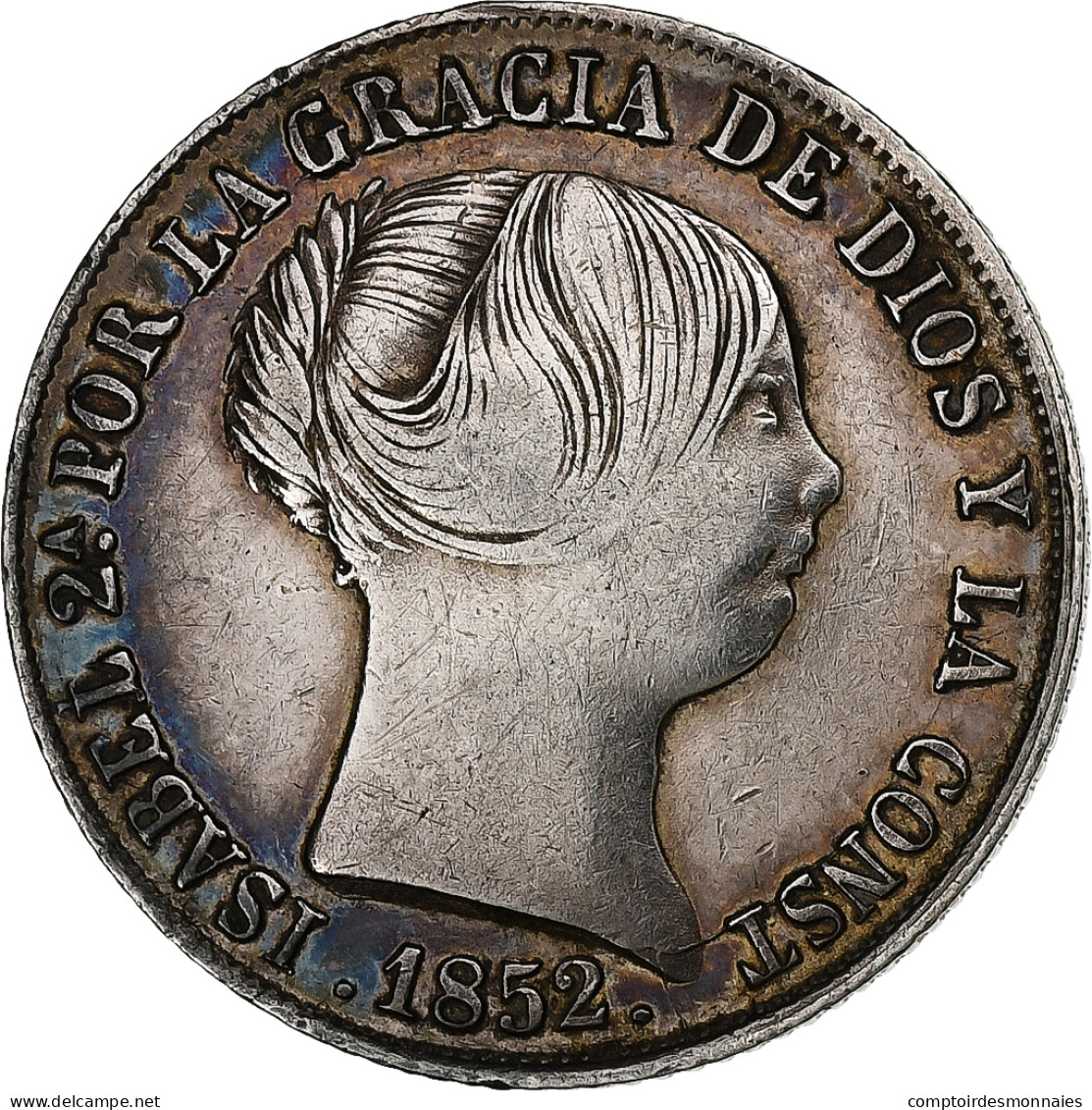 Espagne, Isabel II, 4 Réales, 1852, Madrid, Argent, TTB, KM:600.2 - First Minting