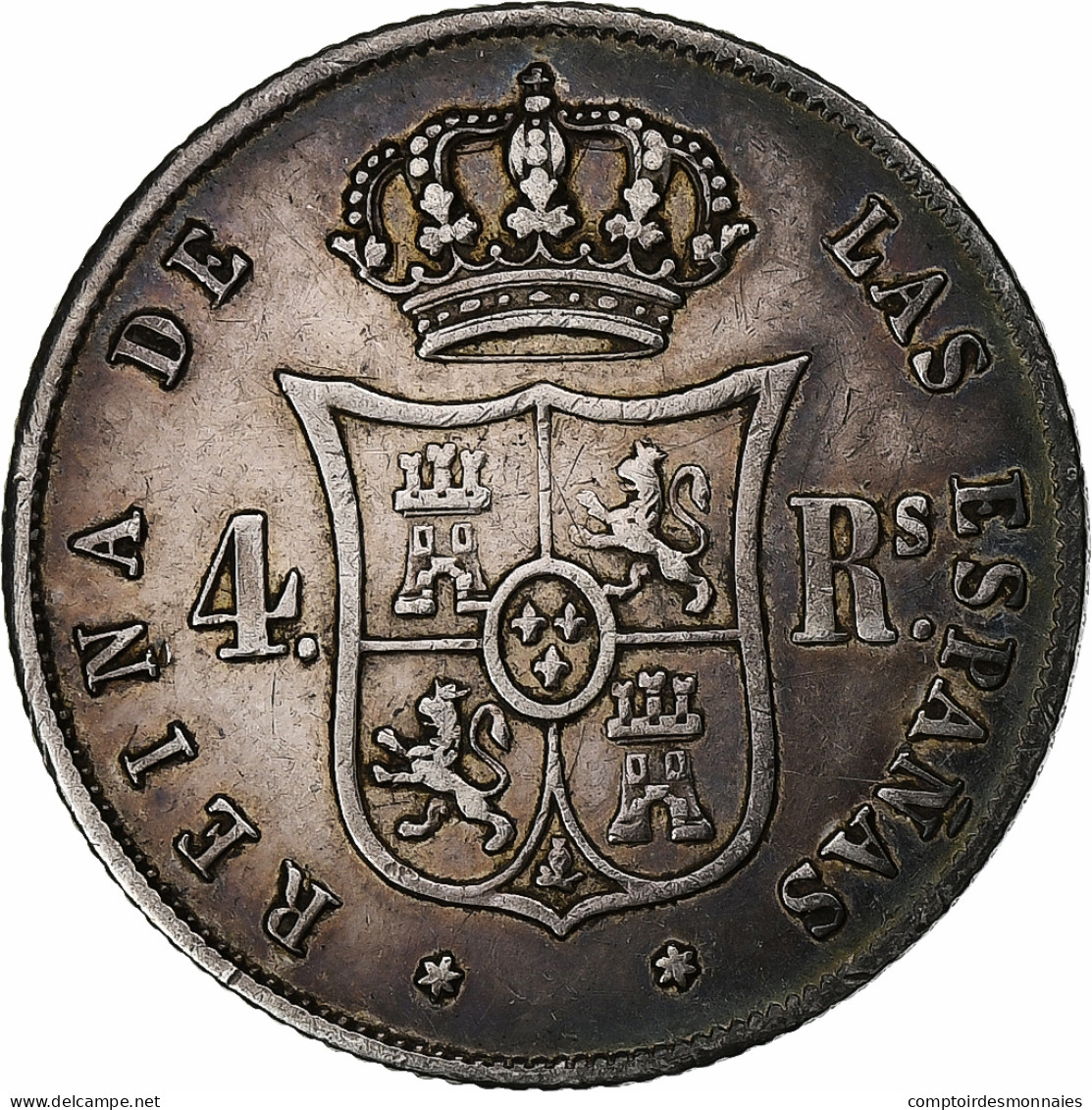 Espagne, Isabel II, 4 Réales, 1852, Madrid, Argent, TTB, KM:600.2 - Erstausgaben