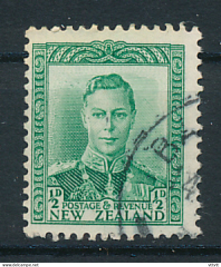 Timbre : NEW ZEALAND, NOUVELLE ZELANDE (1938), King Georges VI, Postage & Revenue, 1/2 D, Oblitéré  - Used Stamps