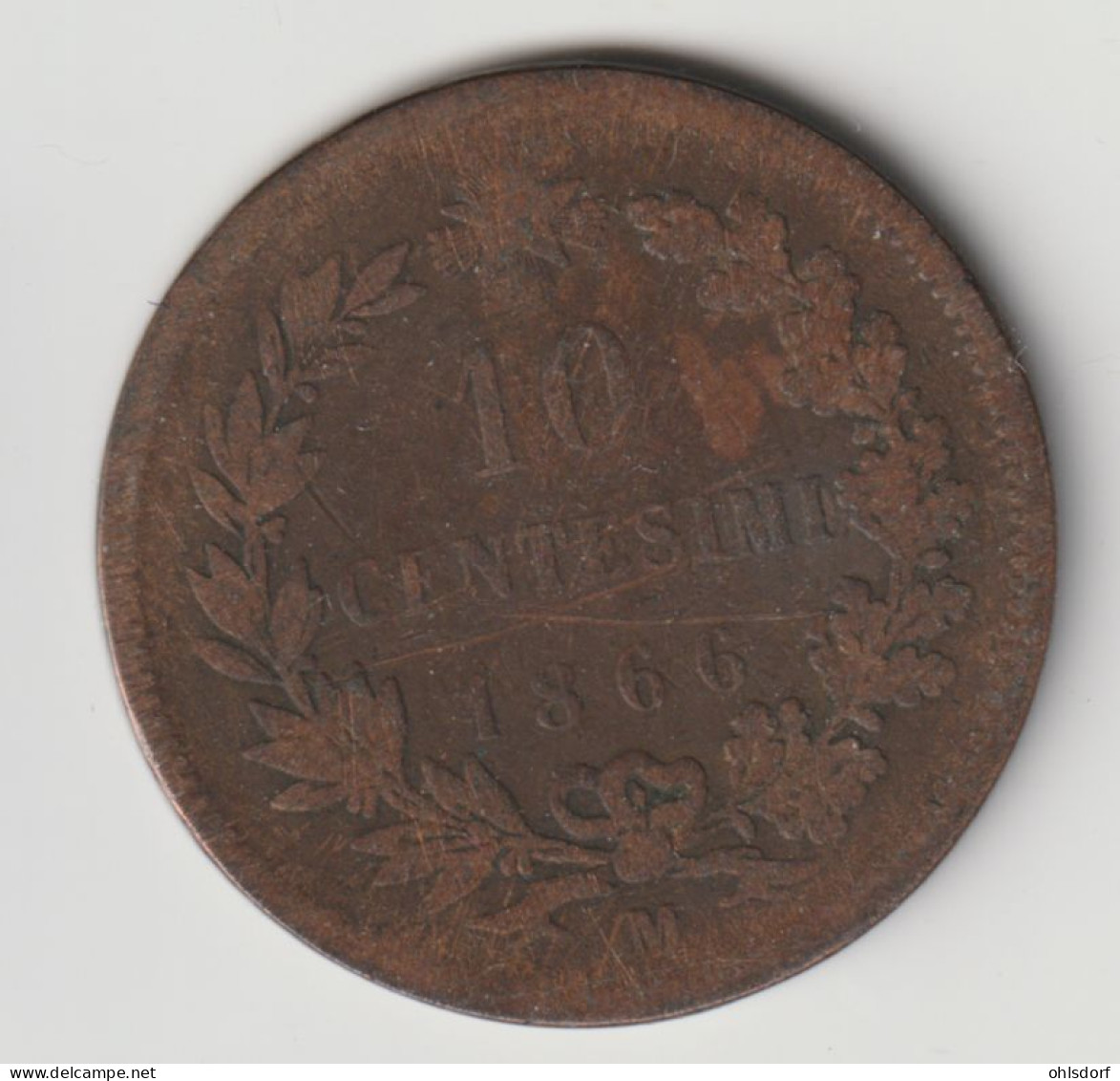 ITALIA 1866 M: 10 Centesimi, KM 11 - 1861-1878 : Victor Emmanuel II