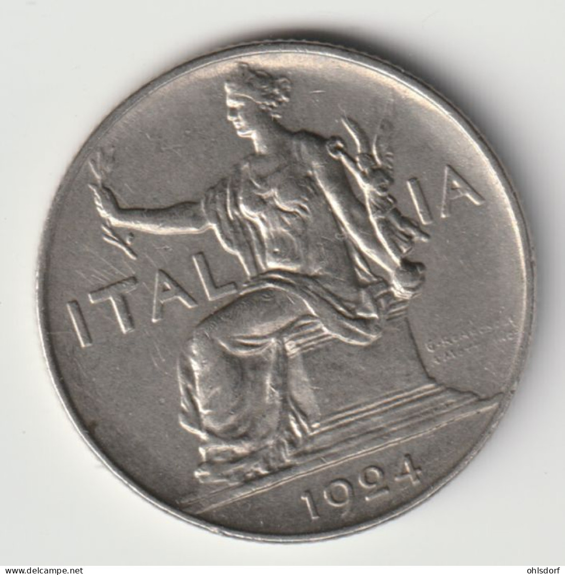 ITALIA 1924: 1 Lira, KM 62 - 1900-1946 : Victor Emmanuel III & Umberto II