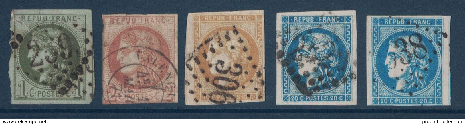 LOT De TIMBRES CERES BORDEAUX N° 39 Et 46 OBLITÉRÉS - TOUS ETATS - 1870 Emission De Bordeaux