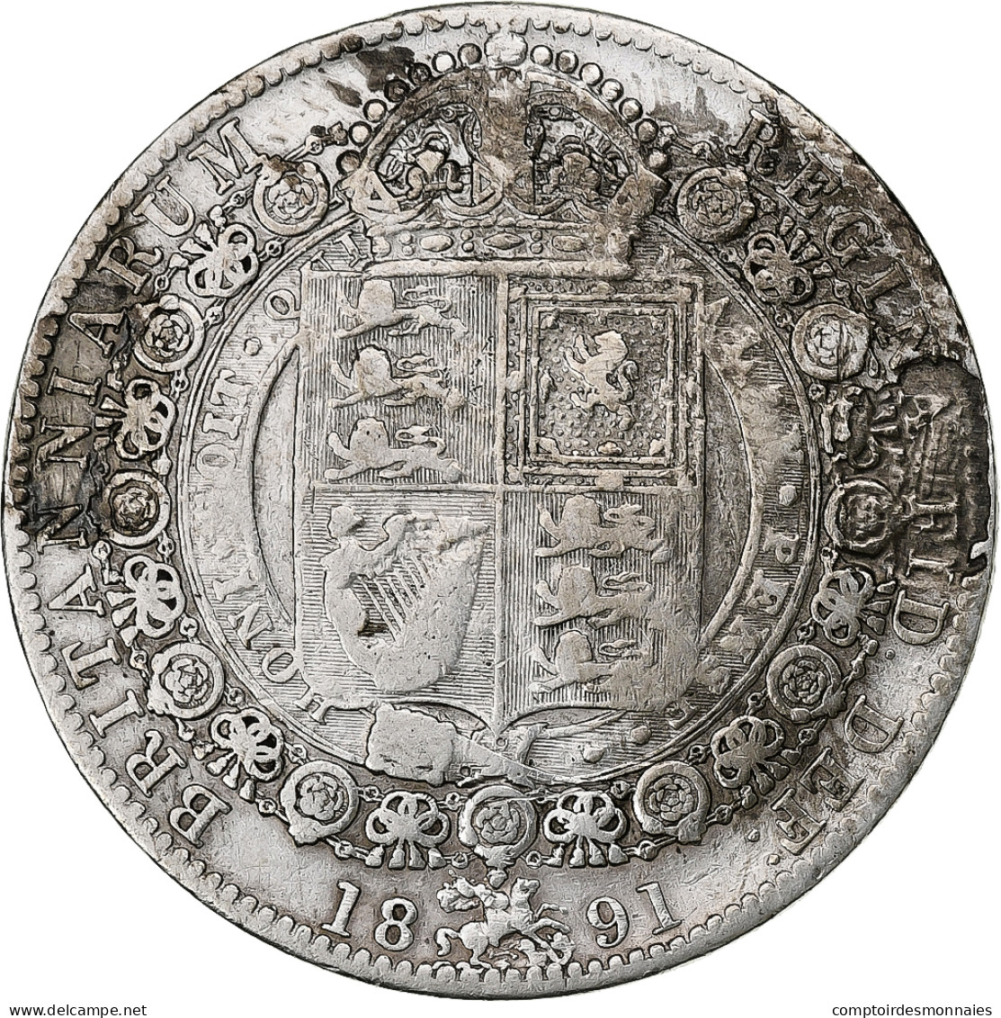 Grande-Bretagne, Victoria, 1/2 Crown, 1891, Argent, TB, KM:764 - K. 1/2 Crown