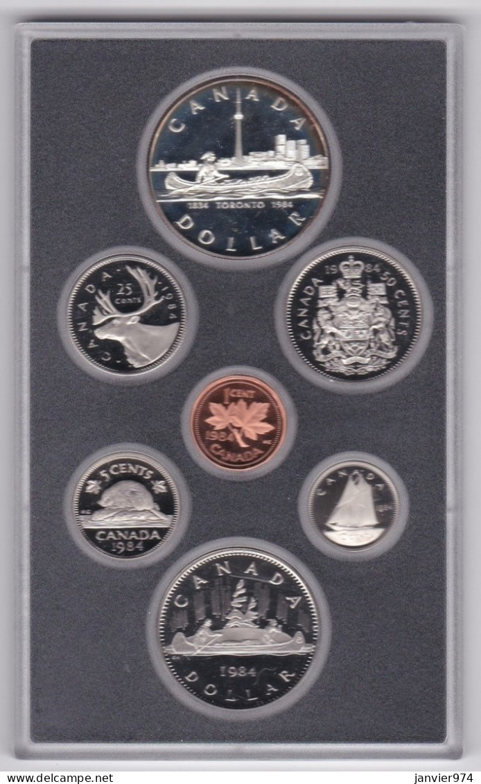 Canada , Set 1984 Proof Coin , 7 Pièces De Monnaie Neuves Dont 1 En Argent .  Dans Son Coffret - Canada
