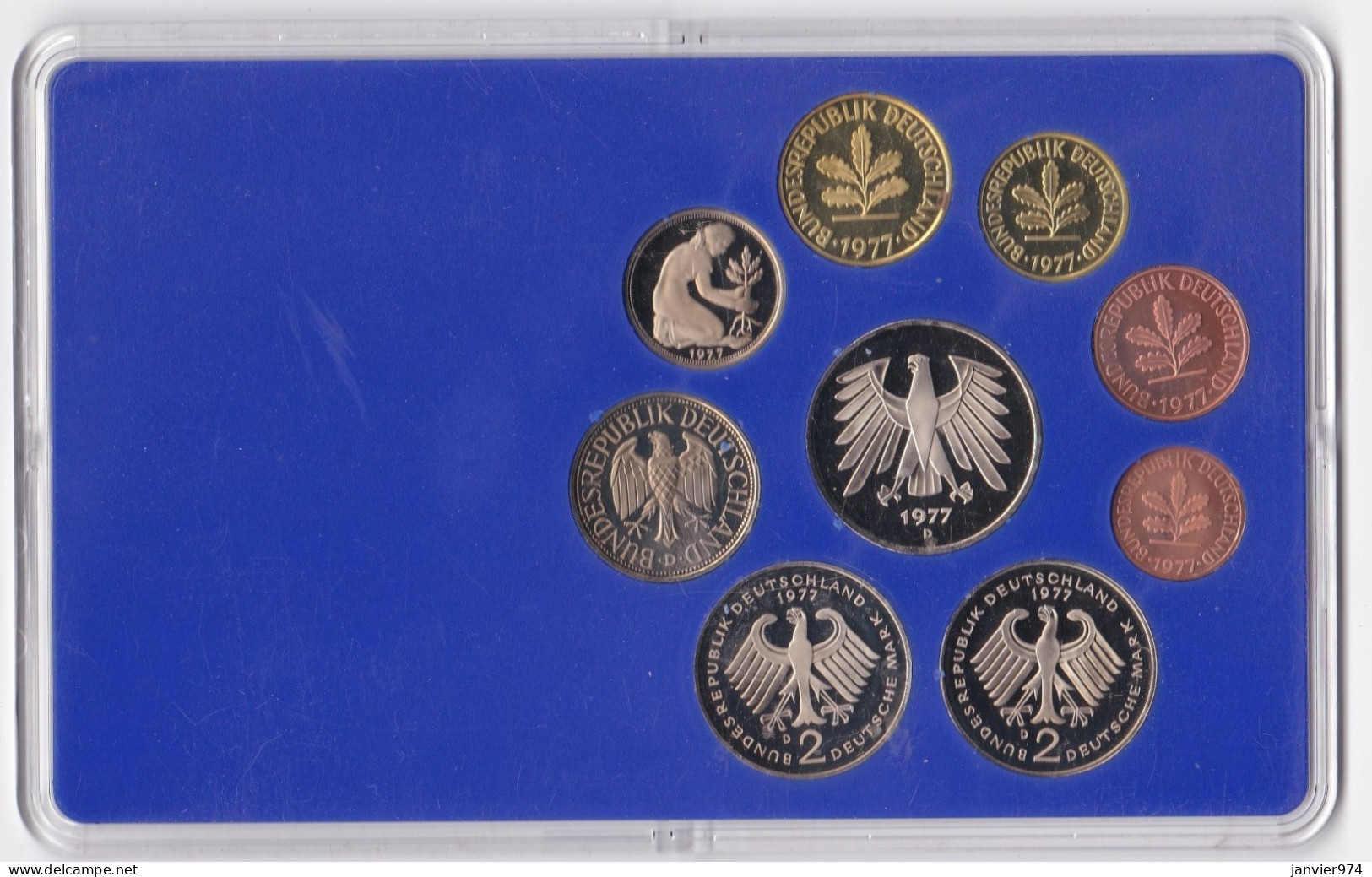 Allemagne Coffret Officiel BE PP Proof 1 Pfennig à 5 Mark 1977 Atelier D Munich , Neuve - Münz- Und Jahressets