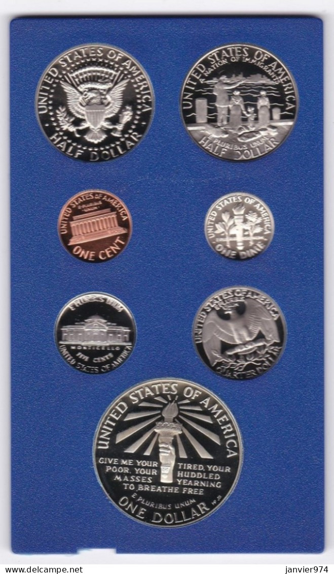 Etats Unis, Set 1986 S San Francisco Proof Coin , 7 Pièces De Monnaie Neuves Dont 1 Dollar En Argent , Dans Son Coffret - Proof Sets