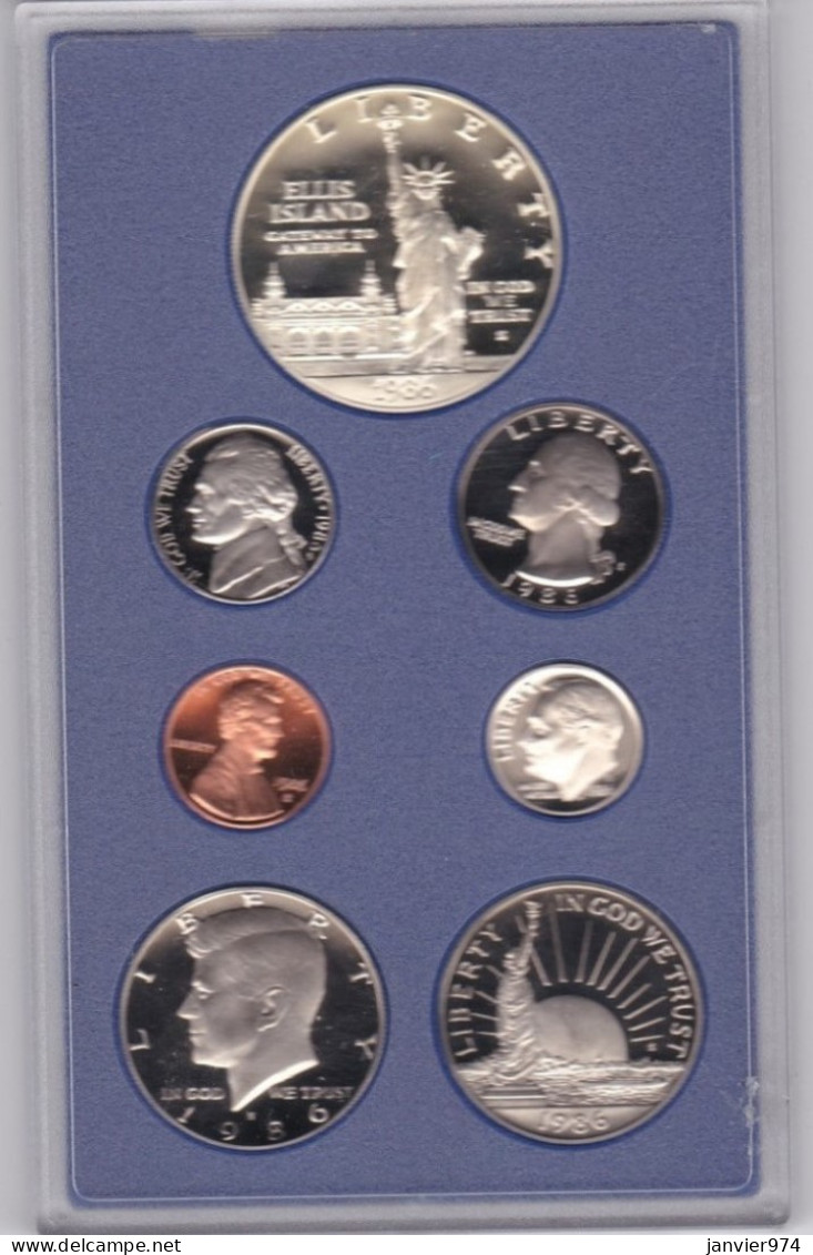 Etats Unis, Set 1986 S San Francisco Proof Coin , 7 Pièces De Monnaie Neuves Dont 1 Dollar En Argent , Dans Son Coffret - Proof Sets