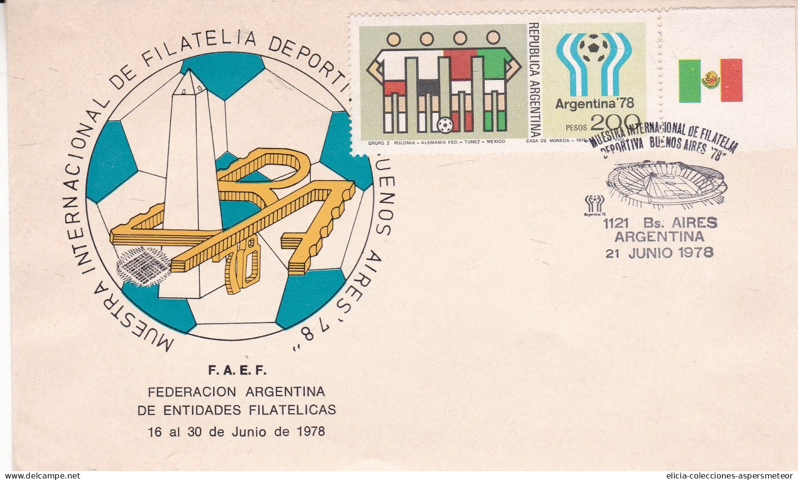 Argentina - 1978 - FDC - International Sports Philately Exhibition - 2nd Group Stamp - F. A. E. F. -  Caja 30 - FDC