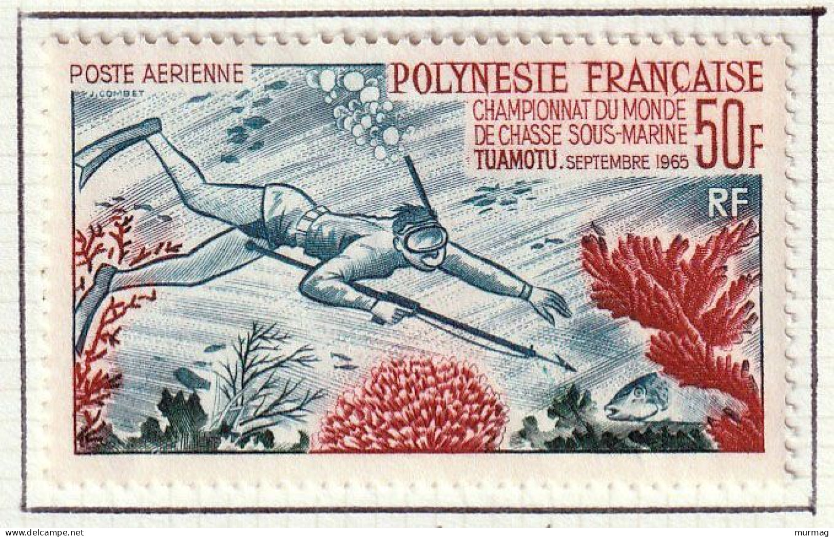 POLYNESIE FRANCAISE - Championnat Du Monde De Pêche Sous-marine, Tuamotu - Y&T PA 14 - 1965 - MH - Neufs