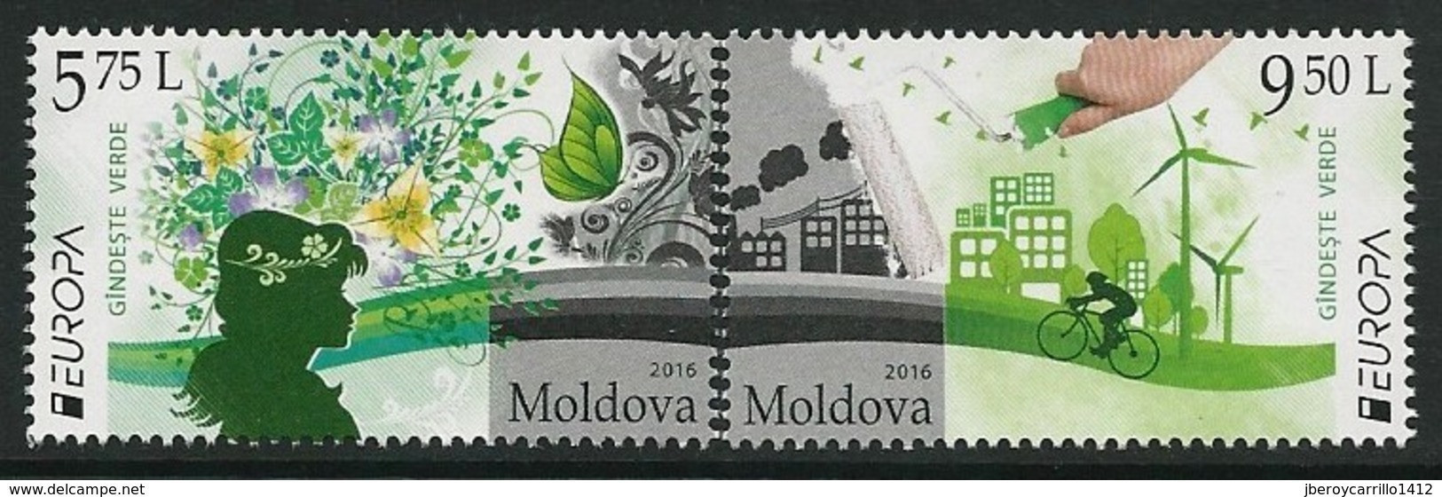 MOLDOVA/ MOLDAWIEN/ MOLDAVIA -  EUROPA 2016 -THEME " ECOLOGIE- EL PENSAMIENTO VERDE- THINK GREEN".- SERIE 2 V. - 2016
