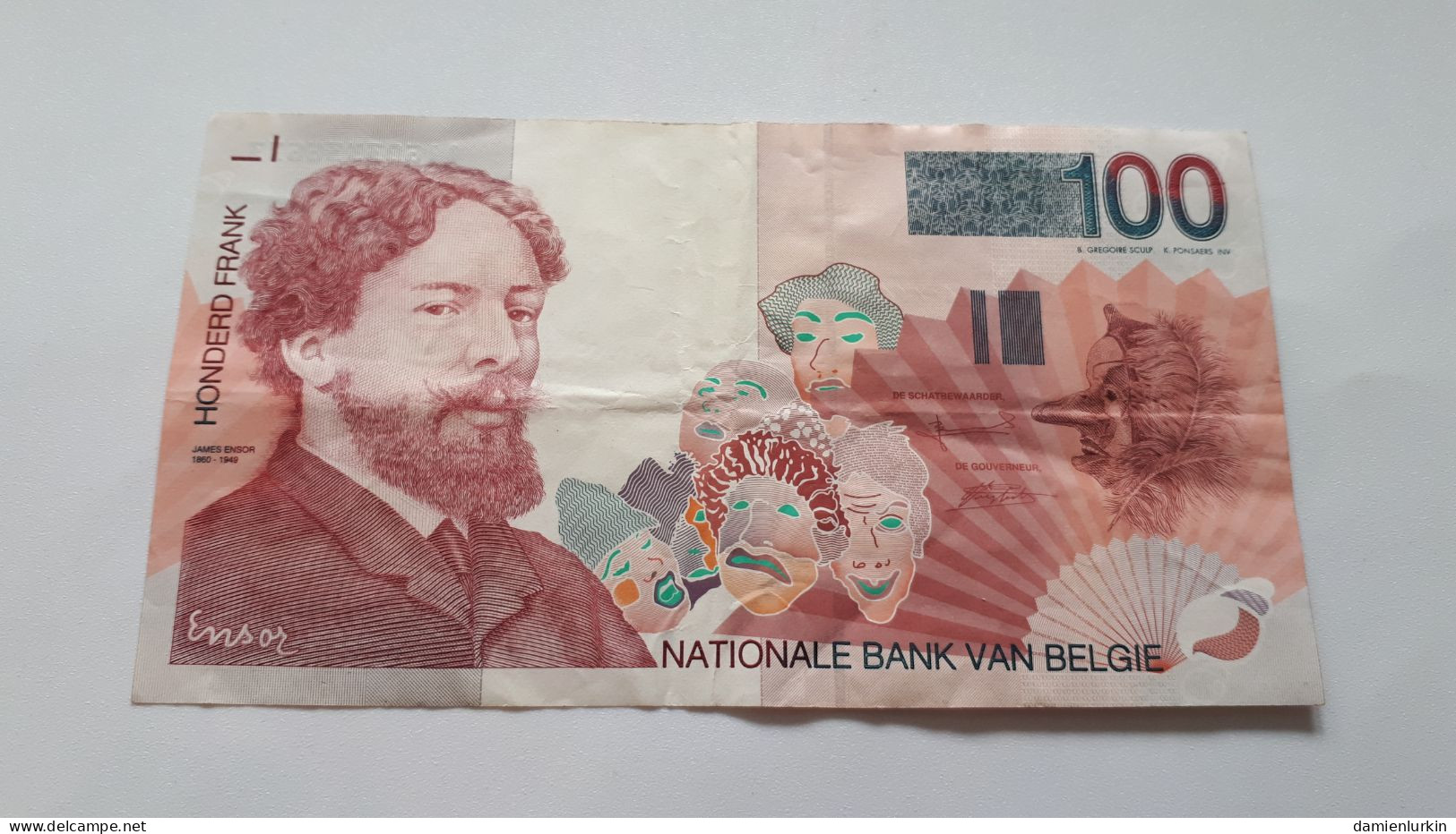 BELGIQUE 100 FRANCS TYPE ENSOR 1995 BERTHOLOME VERPLAETSE SERIE 1 P-147a.1 - 100 Francs