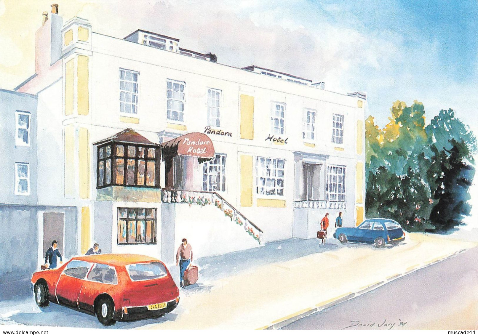 GUERNSEY - PANDORA HOTEL FROM AN ORIGINAL WATER-COLOUR BY DAVID JORY - Guernsey