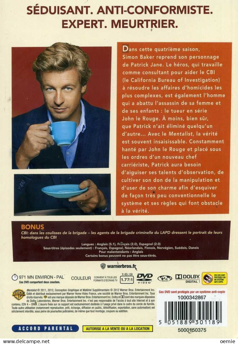 MENTALIST L INTEGRALE DE LA SAISON 4 ( 5 DVD ) (   NEUF) - Action, Aventure