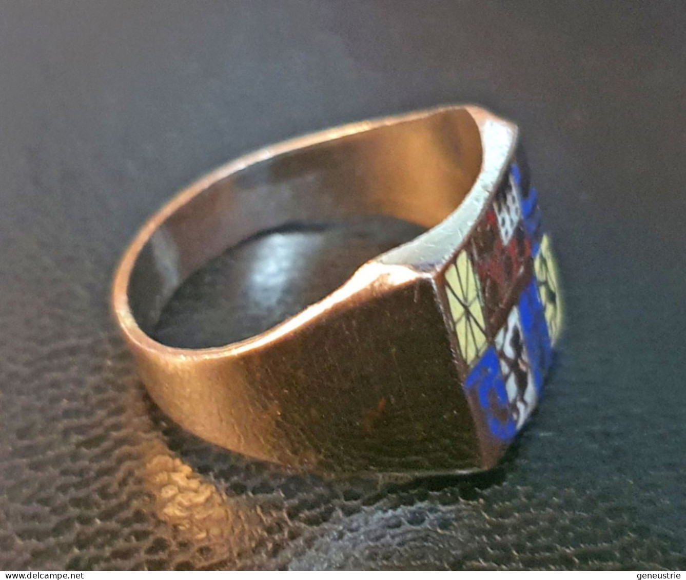 Bague Vintage Chevalière Années 50 émaillée "Armoiries Pays Basque" 22.1mm Int. - Bagues