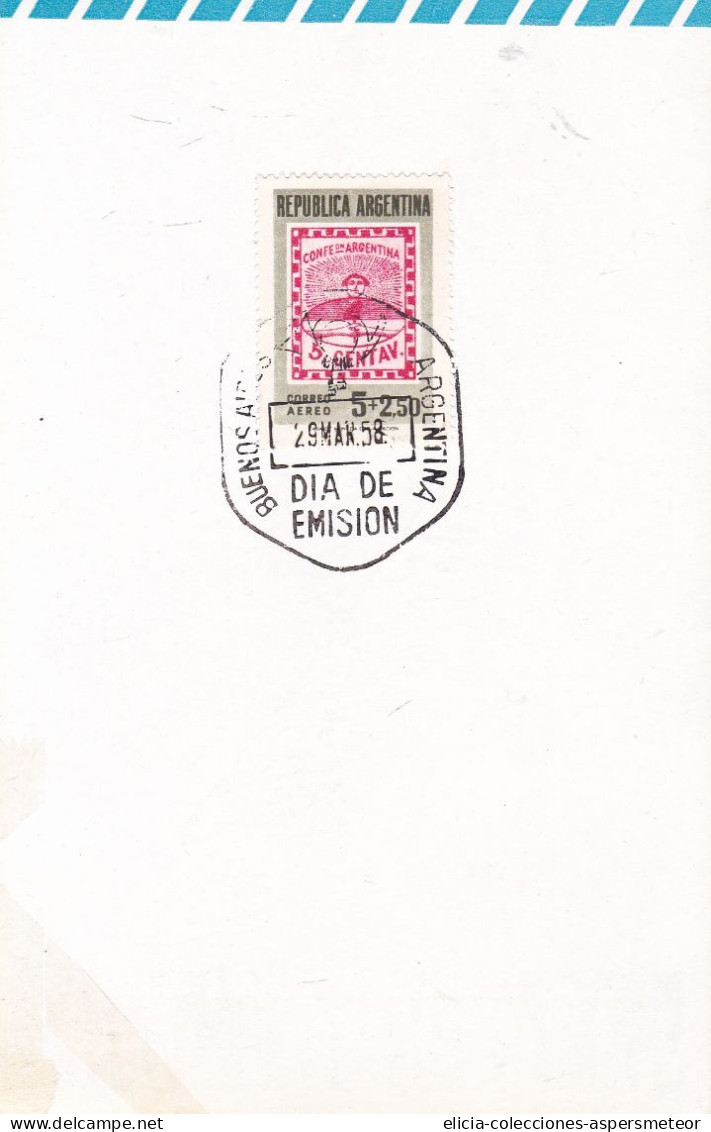 Argentina - 1958 - FDC - Argentine Confederation 5 Cents Stamp - Air Mail Flyer - Caja 30 - FDC