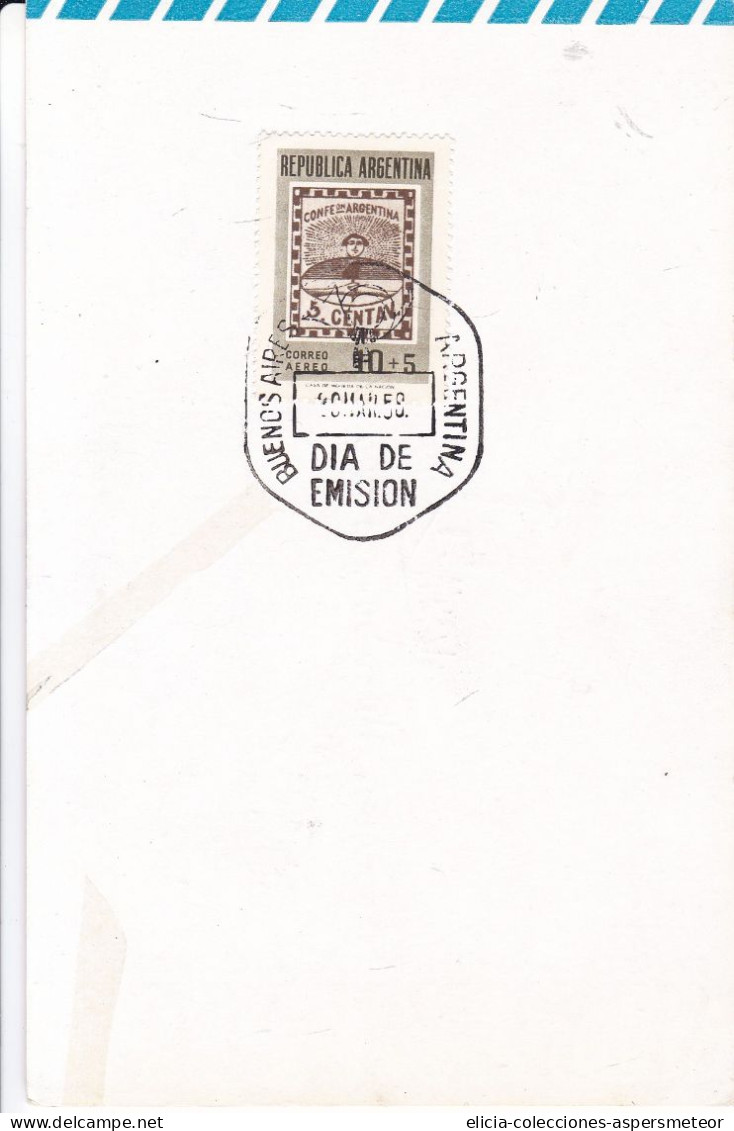 Argentina - 1958 - FDC - Argentine Confederation 5 Cents Stamp - Air Mail Flyer - Caja 30 - FDC