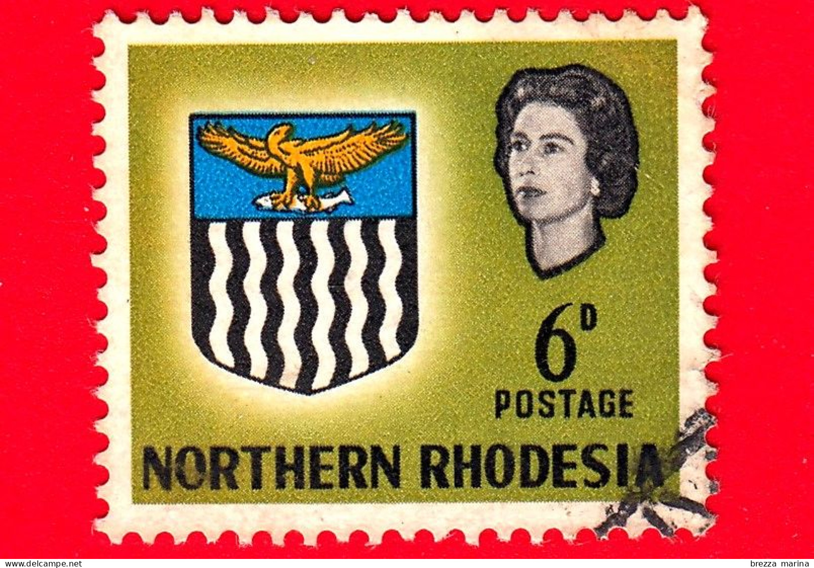 Rhodesia Settentrionale - Usato - 1963 - Regina Elisabetta II E Stemma - 3 - Rodesia Del Norte (...-1963)