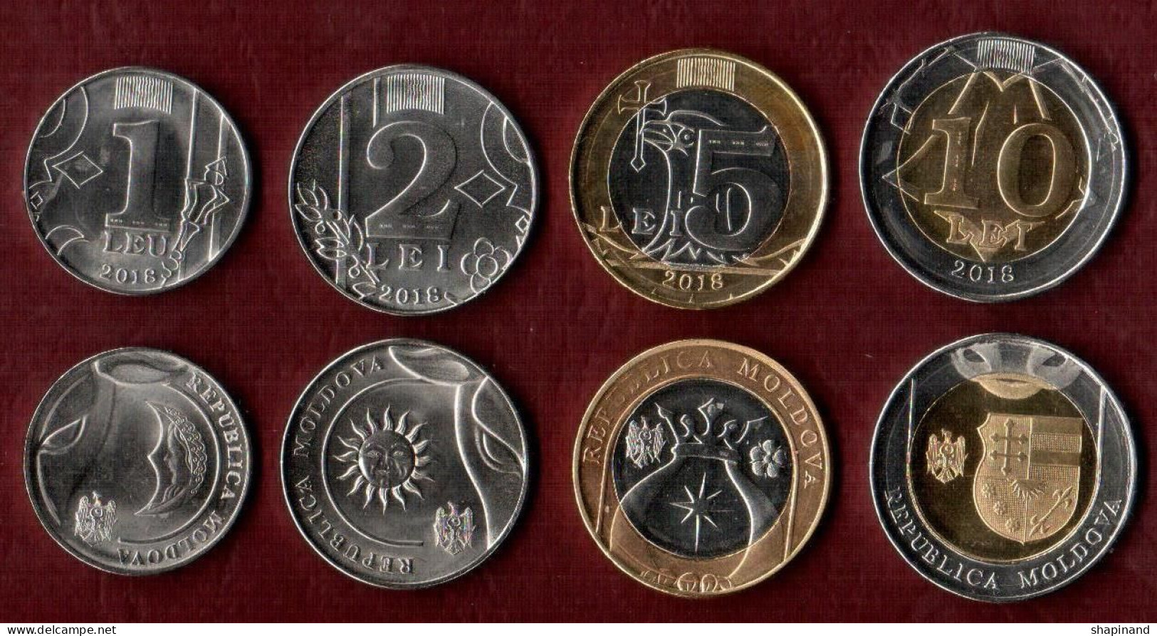 Moldova 2018 Set Of 4 Coins 1 Lei ; 2 Lei; 5 Lei And 10 Lei. UNC - Moldova