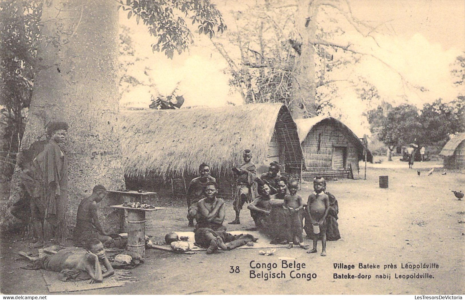 Congo Belge - Village Bateke Pres Leopoldville - Entier Postal - Carte Postale Ancienne - Congo Belga