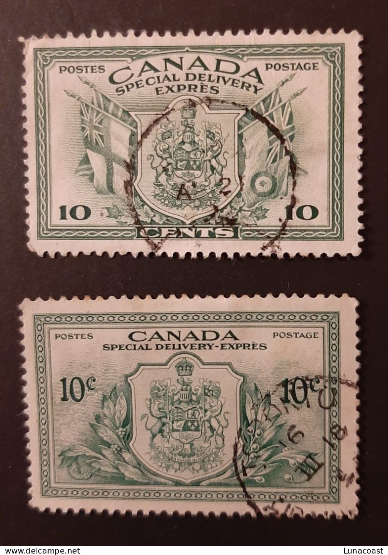 Canada 1942 USED  Sc E10 -E11,  Special Delivery, War & Peace Issue - Used Stamps