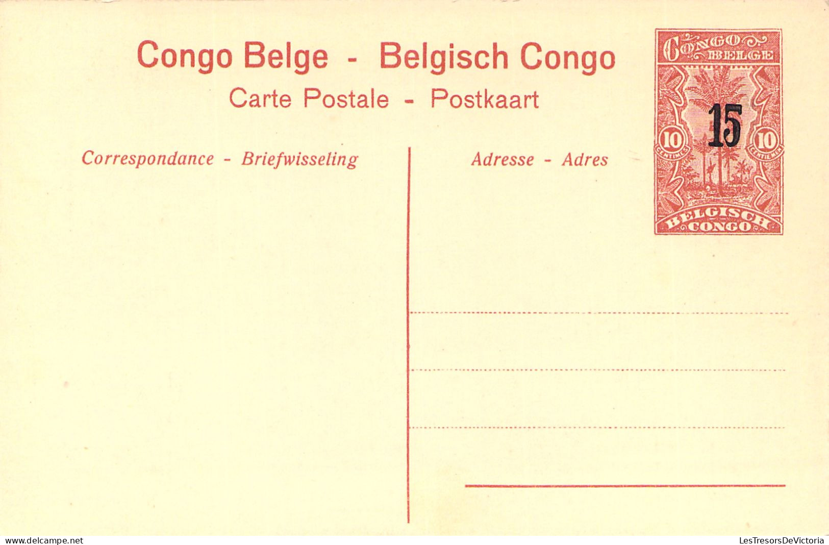 Congo Belge - Boma Le Dimanche -  Entier Postal 10c Rouge + Surcharge 15 - Carte Postale Ancienne - Congo Belge