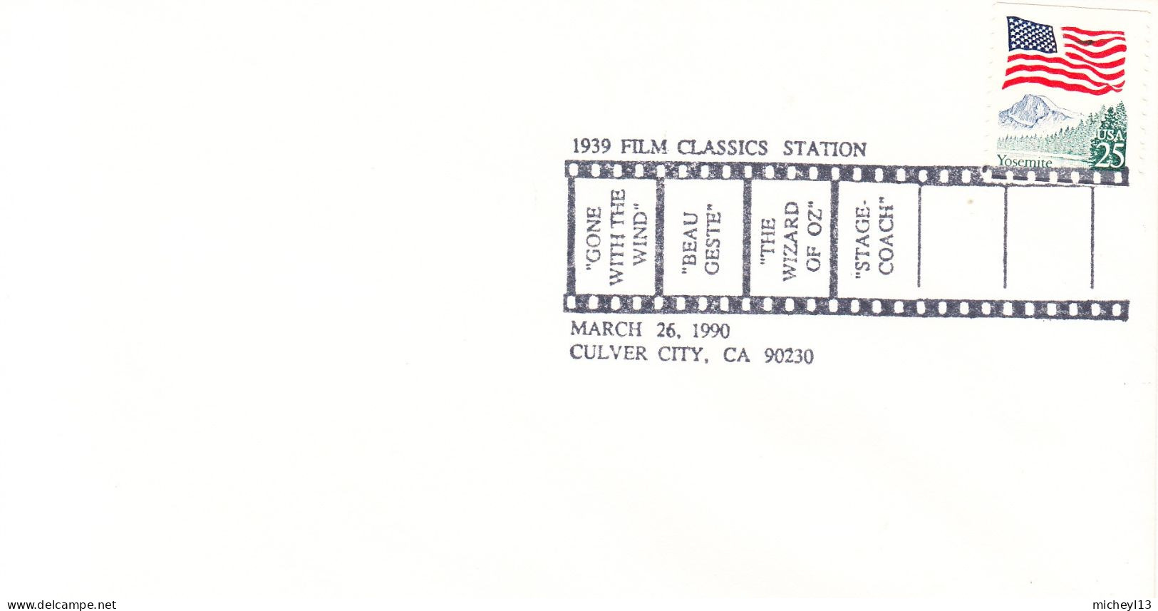 Cinéma-Etats-Unis-Culver City-26/03/1990-Films Classiques De 1939-Gone With The Wind-Beau Geste-Stage Coach-The Wizard - Cinema